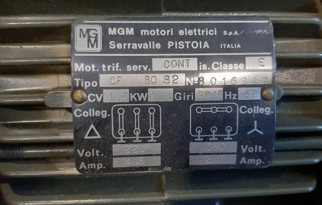 MOTORE TRIFASE SERV. CONT classe E. MGM tipo CF80B2